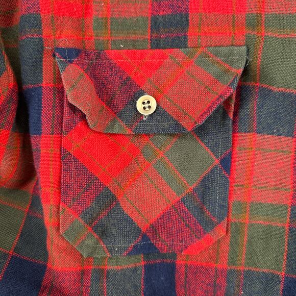 Vintage 90s Red Flannel Quilted Lined Work Jacket Oakton Sears Large Men's - Picture 7 of 8